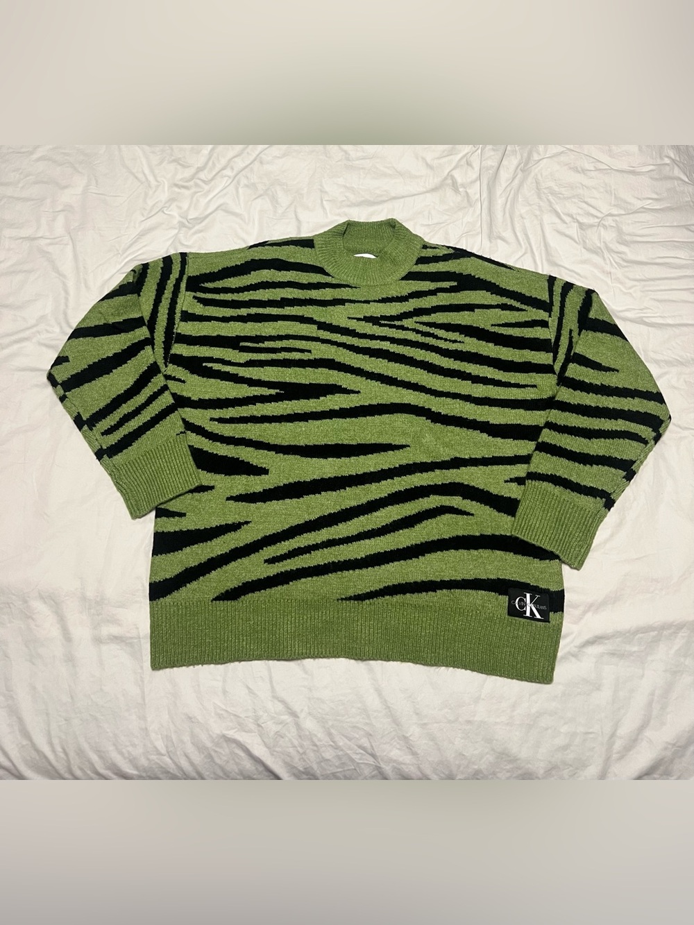 Calvin Klein Jeans Green Zebra Print Sweater